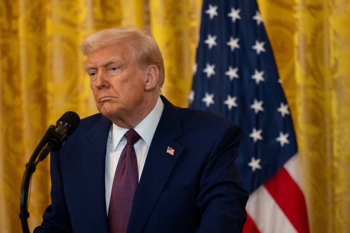 Tổng thống Mỹ Donald Trump tại cuộc họp báo ở Nhà Trắng ngày 13/2. Ảnh: AFP