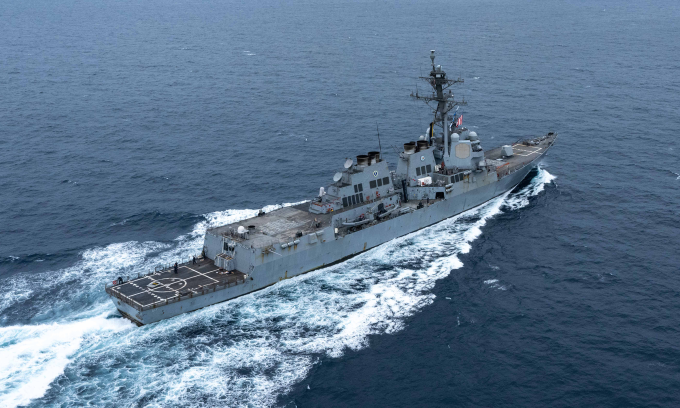 Khu trục ham USS Mason thuộc lớp Arleigh Burke tại Biển Đỏ tháng 1/2024. Ảnh: Hải quân Mỹ