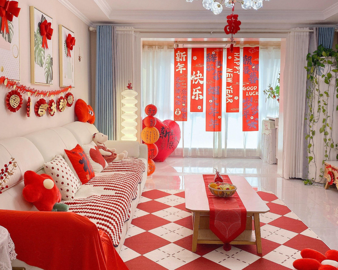 Trang trí quá dày, che kín cửa ra vào hay phòng khách có thể khiến dòng khí bị “nghẽn”, khiến ngôi nhà đẹp hơn chưa chắc đã đón được vận khí tốt đầu năm. Ảnh minh họa: Baidu