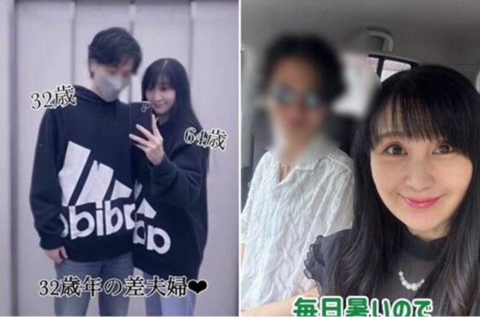 Bà Kutara bên chồng trẻ kém 32 tuổi. Ảnh: Ettoday