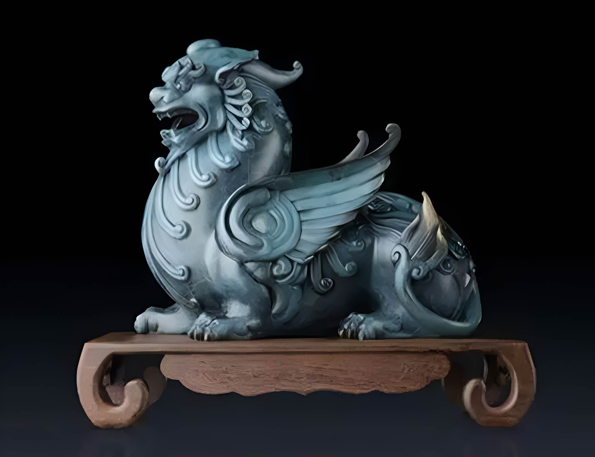 Tượng tỳ hưu phong thủy đặt tại phòng khách, được tin là giúp giữ tiền và thu hút tài lộc.