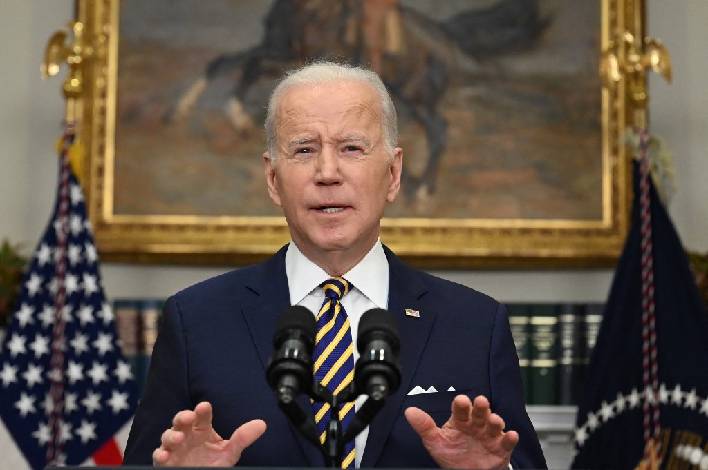 Tổng thống Mỹ Joe Biden phát biểu tại Nhà Trắng ngày 8/3. Ảnh: AFP.