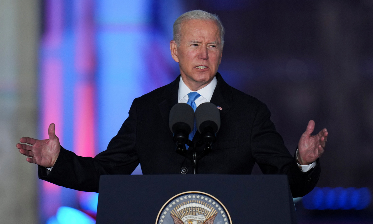 Tổng thống Biden phát biểu tại Warsaw, Ba Lan, hôm 26/3. Ảnh: Reuters.