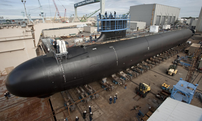 Tàu ngầm lớp Virginia tại nhà máy đóng tàu của Mỹ hồi năm 2012. Ảnh: USNI.