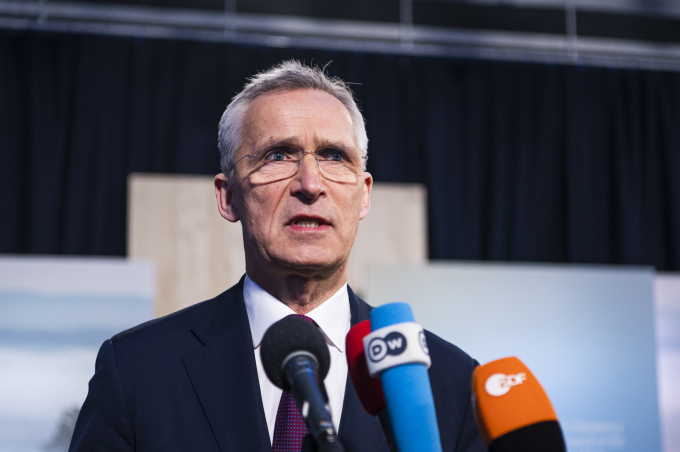 Tổng thư ký NATO Jens Stoltenberg tại Stockholm, Thụy Điển, ngày 8/3. Ảnh: AFP.