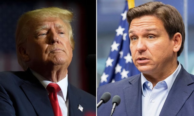 Cựu tổng thống Mỹ Donald Trump (trái) và Thống đốc Florida Ron DeSantis. Ảnh: CNN.