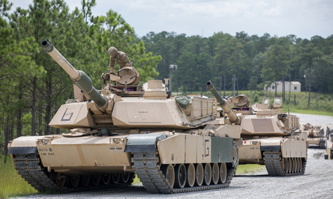 Xe tăng chủ lực M1A2 của Mỹ tại căn cứ Fort Benning, bang Georgia tháng 7/2021. Ảnh: US Army.