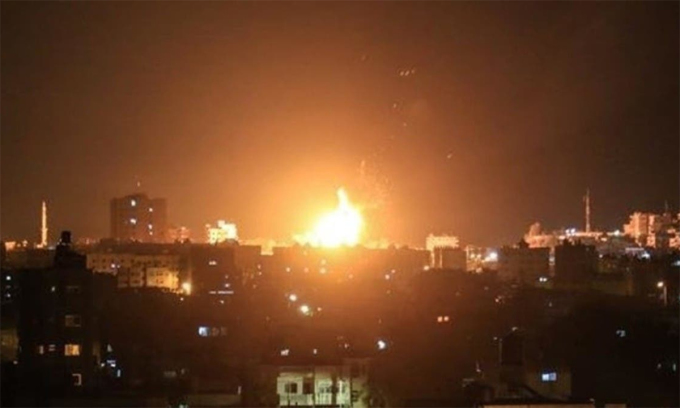 Hình ảnh được cho là vụ nổ khi Israel không kích thủ đô Damascus của Syria tháng 9/2022. Ảnh: Times of Israel.