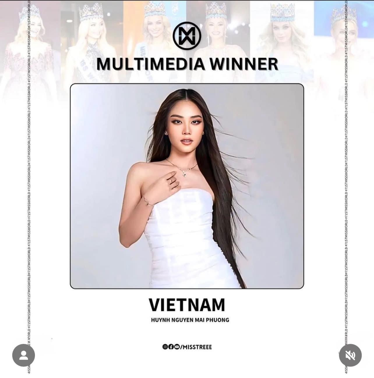 Thông tin Mai Phương thắng giải Multimedia nhận được nhiều sự chú ý từ công chúng và các thí sinh cùng tham gia Hoa hậu Thế giới của cô nàng.