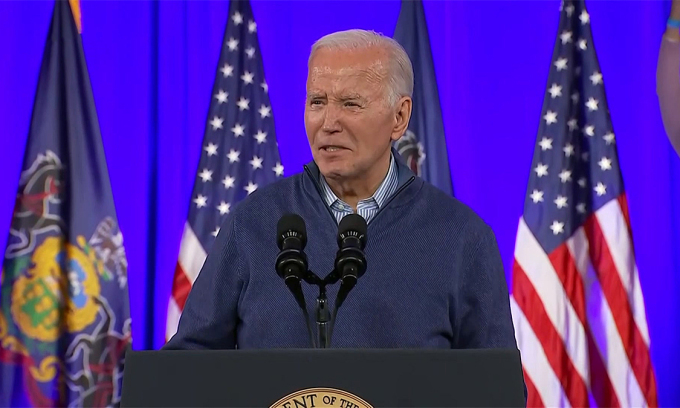 Tổng thống Mỹ Joe Biden trong buổi vận động tranh cử tại bang Pennsylvania ngày 8/3. Ảnh: AP