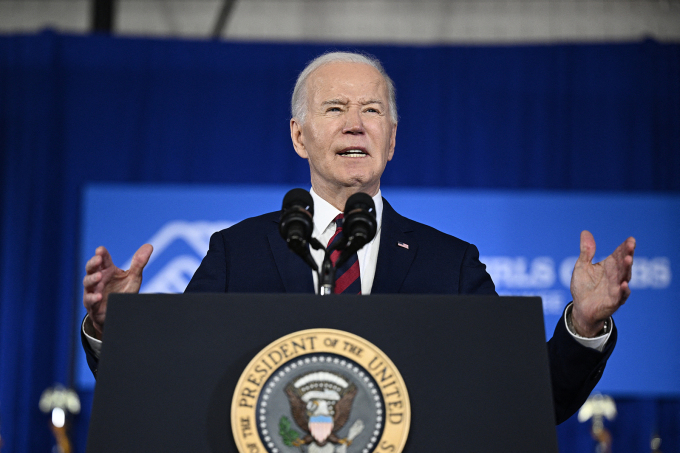 Tổng thống Mỹ Joe Biden trong cuộc vận động tranh cử ở thành phố Milwaukee, bang Wisconsin ngày 13/3. Ảnh: AFP