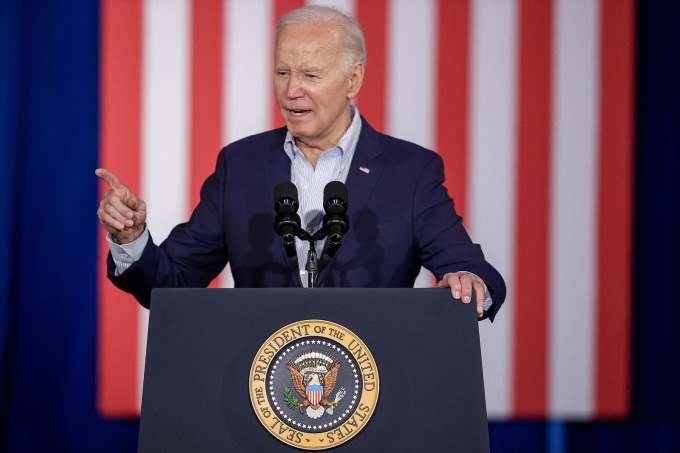 Tổng thống Mỹ Joe Biden phát biểu tại thành phố Las Vegas, bang Nevada ngày 19/3. Ảnh: AFP