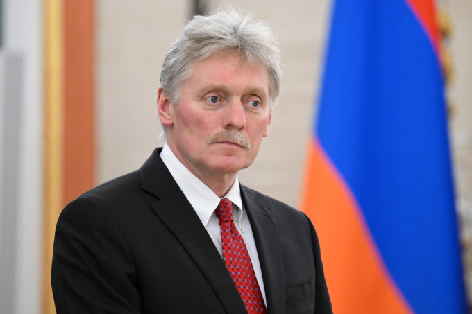 Người phát ngôn Điện Kremlin Dmitry Peskov tham gia cuộc gặp giữa Tổng thống Vladimir Putin và Thủ tướng Armenia tại Điện Kremlin, Moskva vào tháng 5/2023. Ảnh: AFP