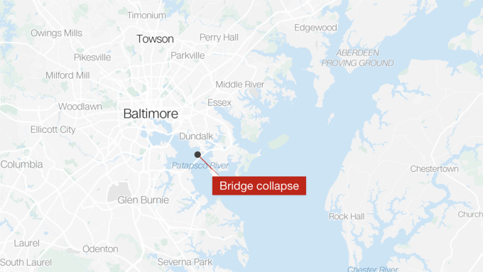 Vị trí cây cầu bị sập. Đồ họa: CNN