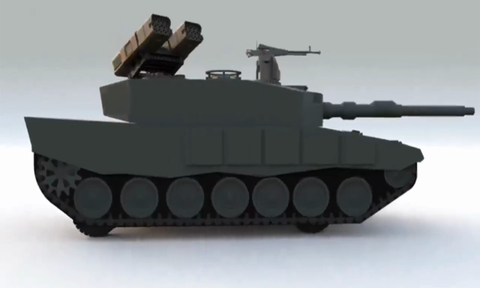 Sản phẩm xe tăng mồi nhử của TEMERLAND trong video đăng hồi tháng 2. Ảnh chụp từ video