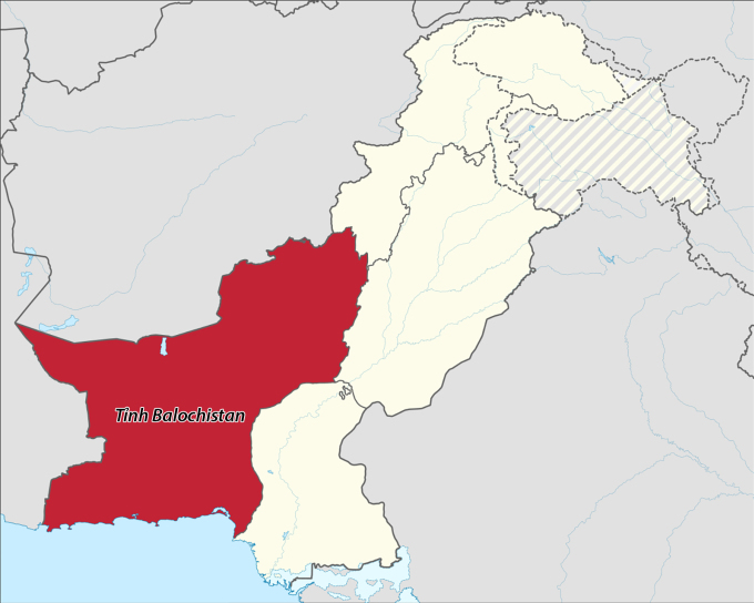 Vị trí tỉnh Balochistan, Pakistan. Đồ họa: Wikimedia