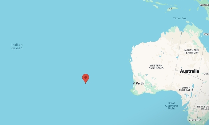 Tọa độ điểm dị thường dưới đáy biển Ấn Độ Dương theo nghiên cứu của Vincent Lyne. Đồ họa: Google Maps