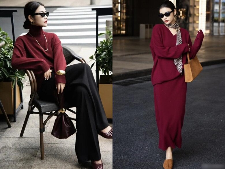 Sắc màu nổi bật và quyến rũ này lại hợp với trang phục mùa đông hơn hè.