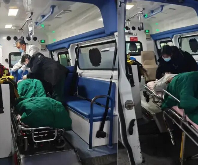 Lực lượng y tế hỗ trợ sản phụ vỡ ối trên đường cao tốc.