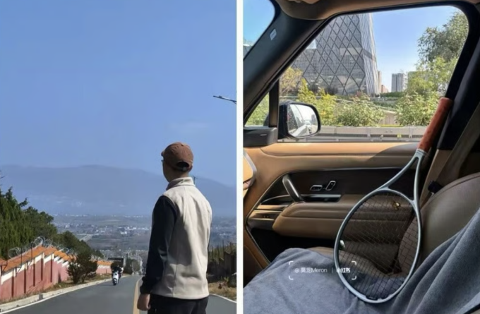 Một người đàn ông mang theo vợt để tập luyện tại một trại huấn luyện tennis dịp nghỉ lễ. Ảnh: Nhân vật cung cấp