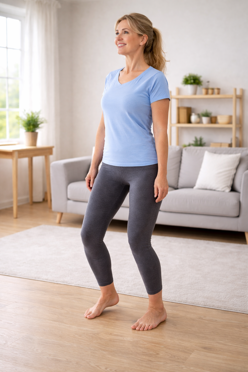 Động tác lắc cổ chân giúp khôi phục vận động gập - duỗi sinh lý, tăng lưu thông máu vùng chi dưới và kích hoạt nhẹ hệ thần kinh cảm nhận tư thế.