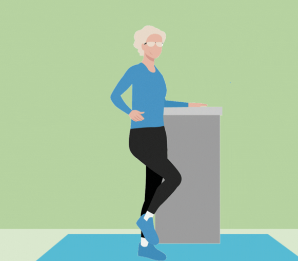 Đi bộ tại chỗ nâng cao gối.