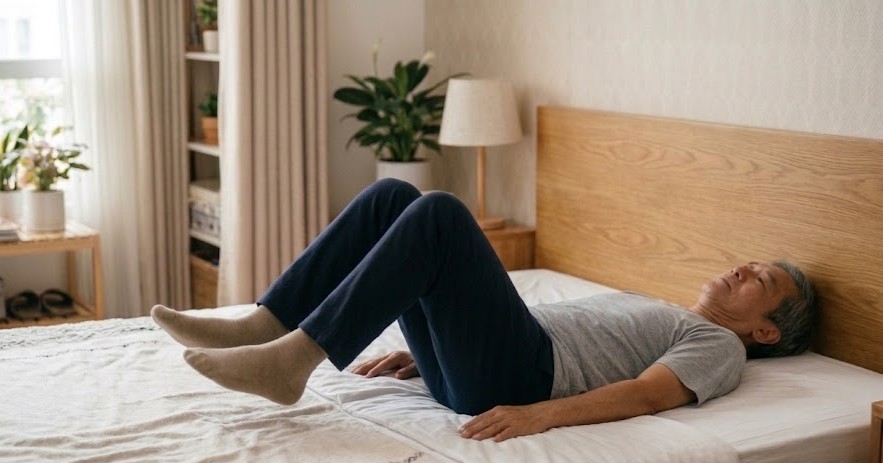 Bài tập co gối khi nằm ngủ giúp tăng cường sức bền cơ bụng dưới và kiểm soát chuyển động của hông, hỗ trợ các hoạt động như bước lên bậc thang hoặc nâng chân khi đi bộ.