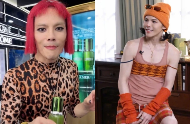 Hình ảnh phản cảm của Hướng Tả khi giả gái.