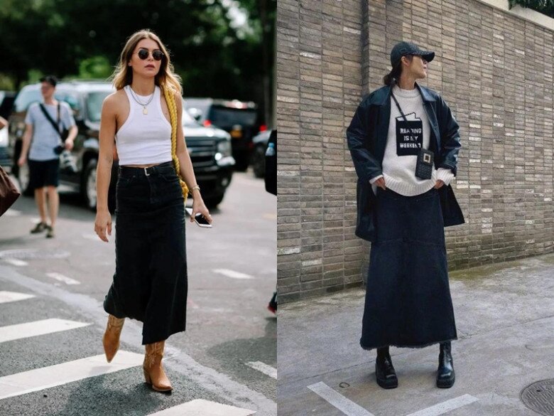 Nhờ sự thoải mái, đơn giản nhưng vẫn thời trang, váy denim dài dễ dàng mang đến vẻ ngoài phóng khoáng mà vẫn thanh lịch cho người mặc.