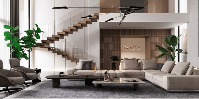 Việc bố trí sofa trong phòng khách nên lưu ý quan niệm tựa sơn