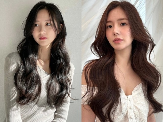 Tóc xoăn sóng lơi tạo hiệu ứng mềm mại, không làm gương mặt bị nặng. Các lọn sóng nhẹ giúp kéo dài khuôn mặt, giảm cảm giác tròn đầy. Đây là kiểu tóc phù hợp với phong cách thanh lịch, tự nhiên và dễ tạo kiểu mỗi ngày.