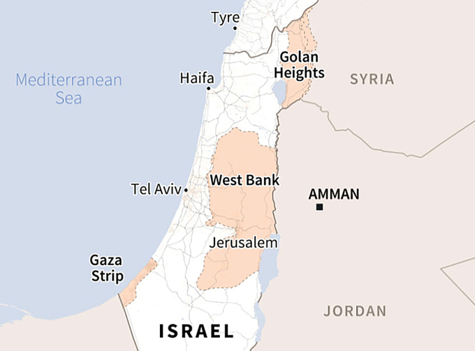 Vị trí thành phố Tel Aviv, Israel. Đồ họa: AFP