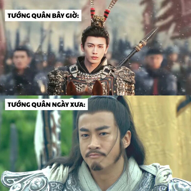 Ảnh so sánh tạo hình tướng quân của Trương Lăng Hách và Hà Nhuận Đông ngập tràn MXH.