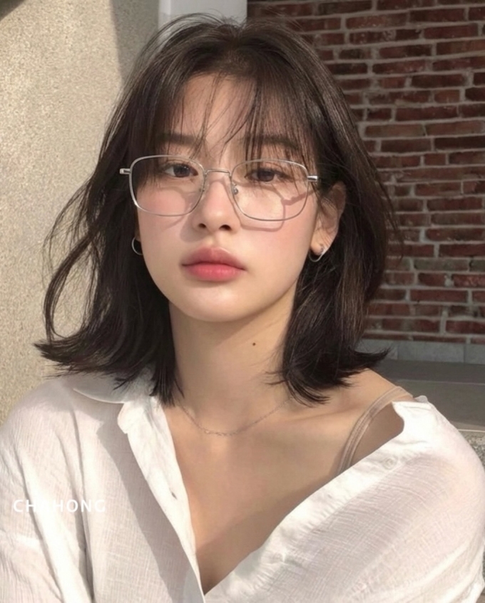 Tóc uốn chữ C giúp khuôn mặt tròn trông thanh thoát hơn. Ảnh: Instagram chahong_official