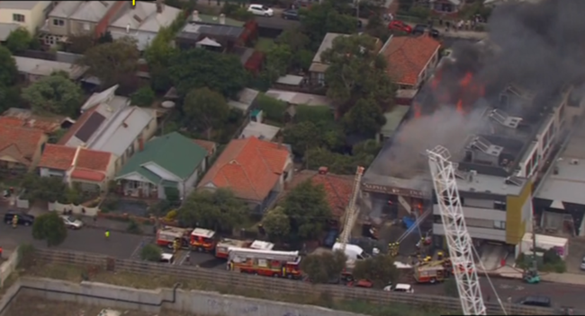 Firefighters at the scene of the blaze.