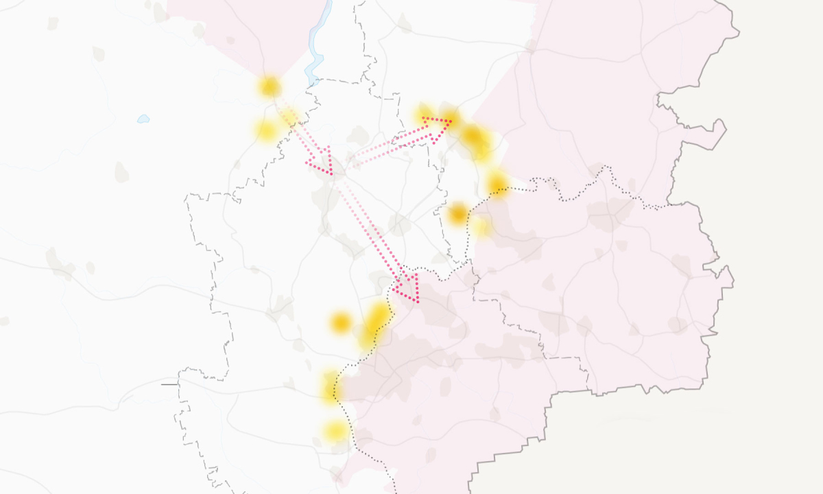 Những điểm nóng giao tranh ở miền đông Ukraine. Đồ họa: NY Times. Bấm vào bản đồ để xem chi tiết.