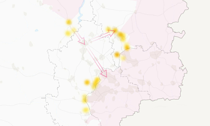 Những điểm nóng giao tranh ở miền đông Ukraine. Bấm vào bản đồ để xem chi tiết.