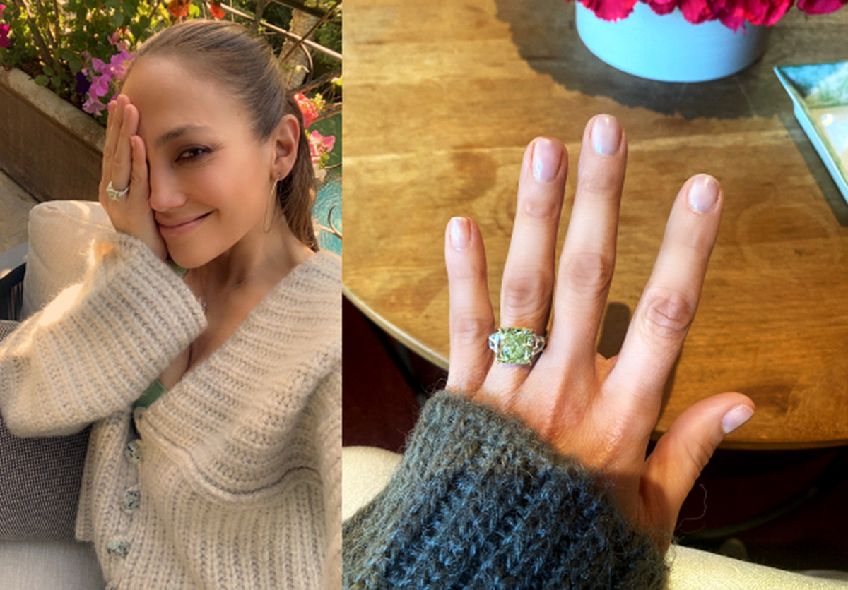 Jennifer Lopez khoe ảnh nhẫn đính hôn trên trang cá nhân. Ảnh: J-Lo Newsletter