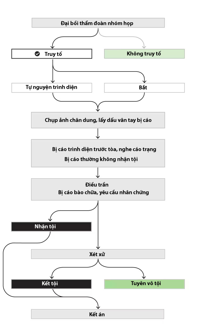 Quy trình xử lý án hình sự ở Mỹ. Đồ họa: WP