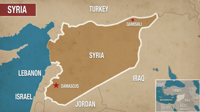 Vị trí thành phố Qamishli ở miền bắc Syria. Đồ họa: Alaraby