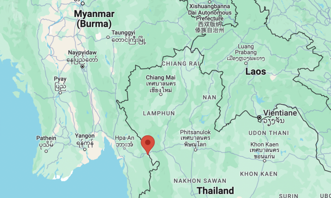 Vị trí Myawaddy (chấm đỏ), bang Kayin, đông nam Myanmar. Đồ họa: Google Maps