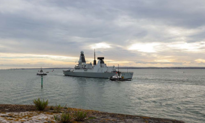 HMS Diamond trong bức ảnh đăng tháng 12/2023. Ảnh: Hải quân Anh
