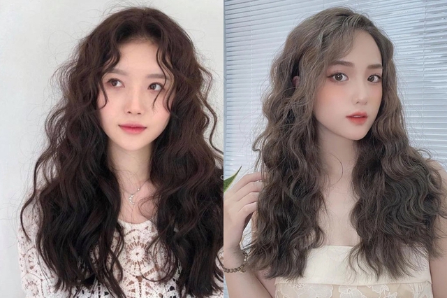 Kiểu tóc xoăn dài lọn nhỏ trẻ trung, dịu dàng.