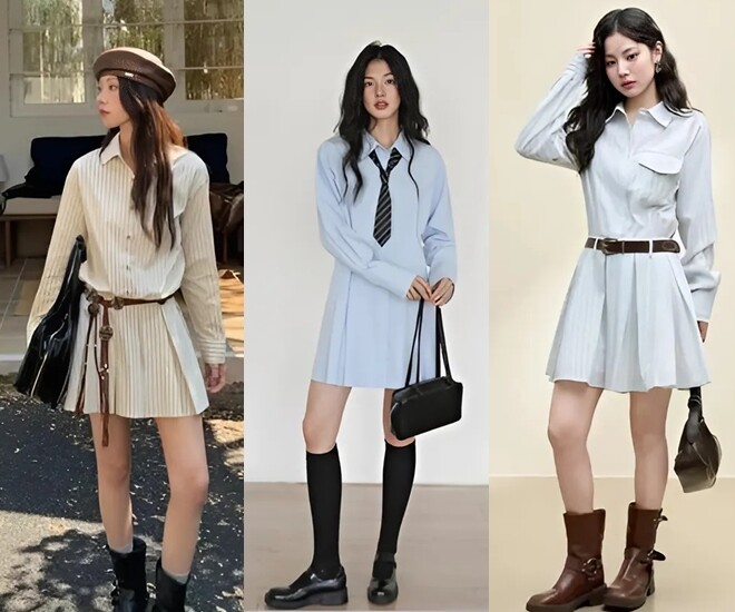 Váy sơ mi là kiểu váy thanh lịch, chỉn chu rất thích hợp để diện nơi công sở.