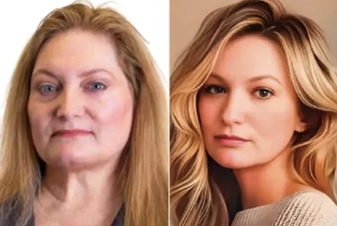 Chân dung ngoài đời của bà Patricia Reichman, 59 tuổi (trái) và ảnh đã qua chỉnh sửa (phải). Ảnh: rotterdam.nl