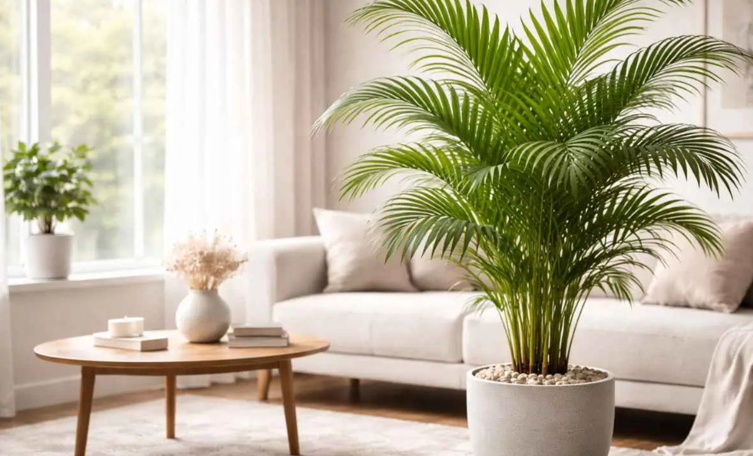 Cây cau cảnh giúp lấp đầy không gian và tạo cảm giác thoáng mát. Ảnh: Baidu