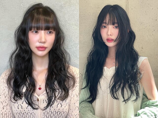 Tóc hime uốn xoăn nhẹ tạo hiệu ứng phân tầng giúp gương mặt trông gọn hơn. Phần tóc hai bên che khéo má đầy, kết hợp uốn nhẹ giúp tổng thể mềm mại, không bị cứng. Đây là lựa chọn vừa cá tính vừa nịnh mặt hiệu quả.