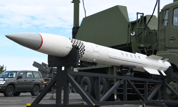 Mô hình đạn tên lửa Patriot tại căn cứ không quân Hamamatsu ở Nhật Bản hồi năm 2019. Ảnh: Wikimedia