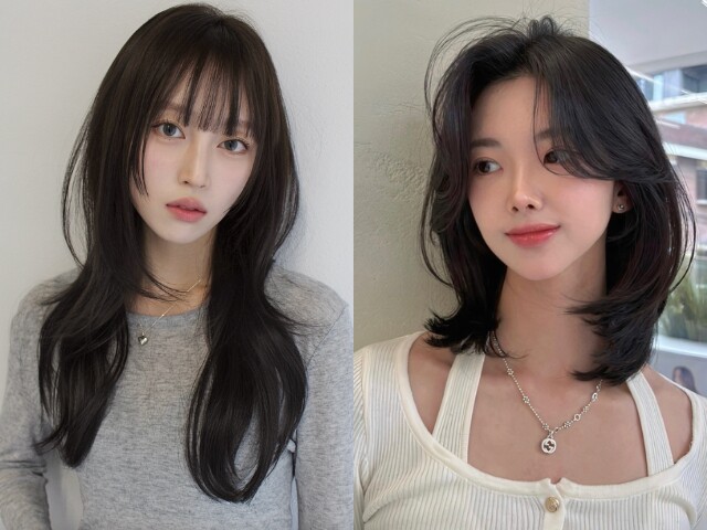 Tóc layer kết hợp mái thưa hoặc mái bay giúp che khuyết điểm trán cao, gương mặt góc cạnh. Mái thưa mang lại vẻ trẻ trung, trong khi mái bay tạo cảm giác thanh thoát hơn. Kiểu tóc này giúp tổng thể mềm mại, dễ tạo thiện cảm.