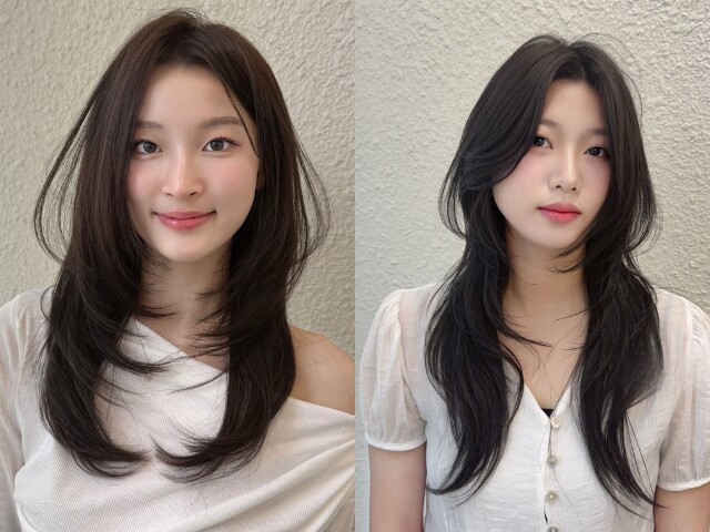 Tóc layer rẽ ngôi lệch giúp tạo độ phồng tự nhiên, khiến mái tóc trông dày và có chiều sâu hơn. Cách chia ngôi này còn giúp gương mặt cân đối, đặc biệt phù hợp với mặt tròn hoặc vuông. Chỉ cần thay đổi ngôi là diện mạo đã khác.